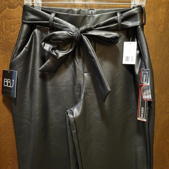 NWT Black Faux Leather Tie-Waist Pants - Picture 1 of 13